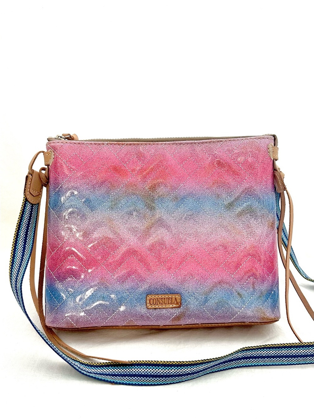 Consuela Nico Downtown Retired Crossbody in Quilted Pink & Blue Ombre